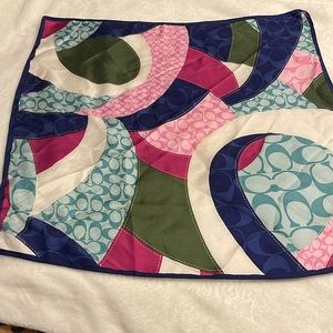 Coach olive green ,navy and cream vintage scarf 21x21